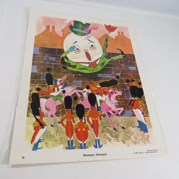 Vintage 1960s Mid Century Art Nursery Rhymes pictures (12) LAMINATED 14” tall - Picture 13 of 17